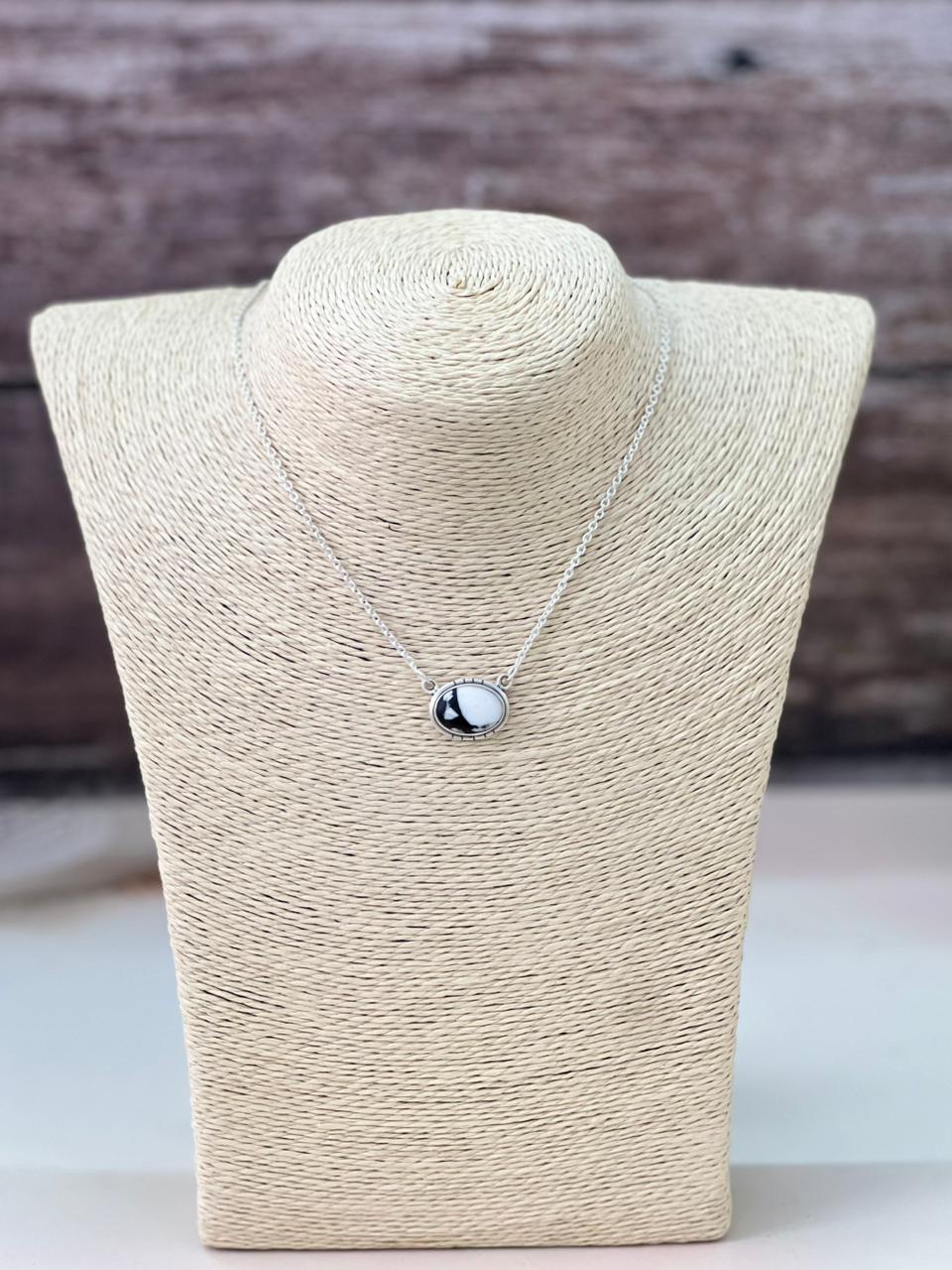 Handmade Sterling Silver White Buffalo Necklace "Signed Nizhoni"