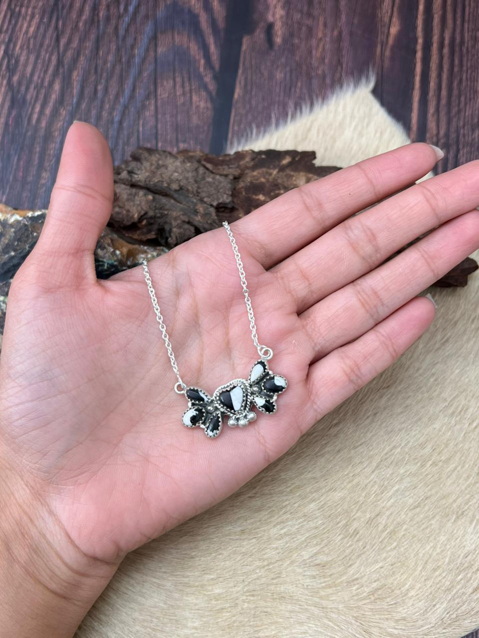 Handmade Sterling Silver White Buffalo Necklace "Signed Nizhoni"