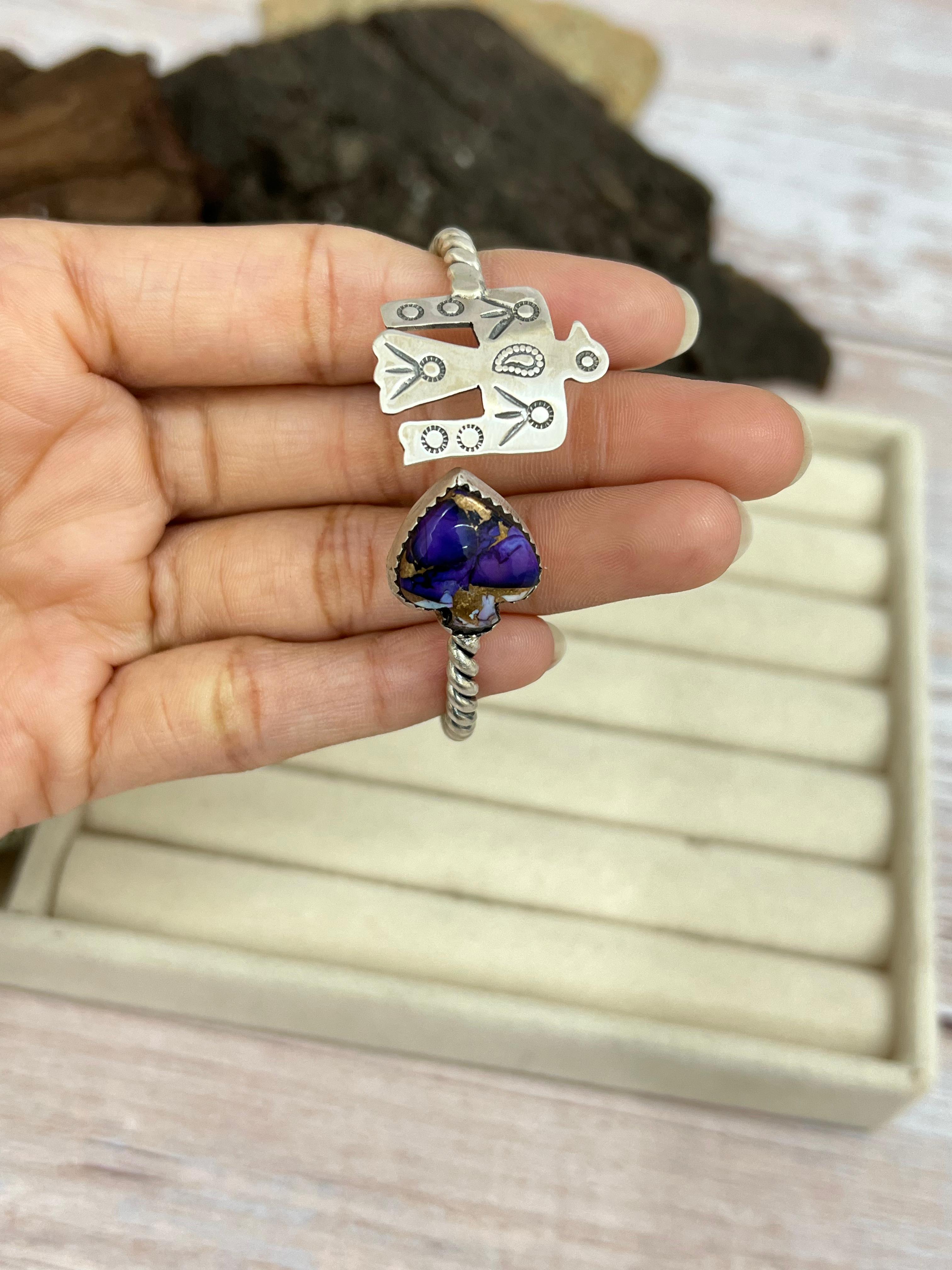 Handmade Sterling Silver Multi Stone Cuff Bracelet with Signed Nizhoni