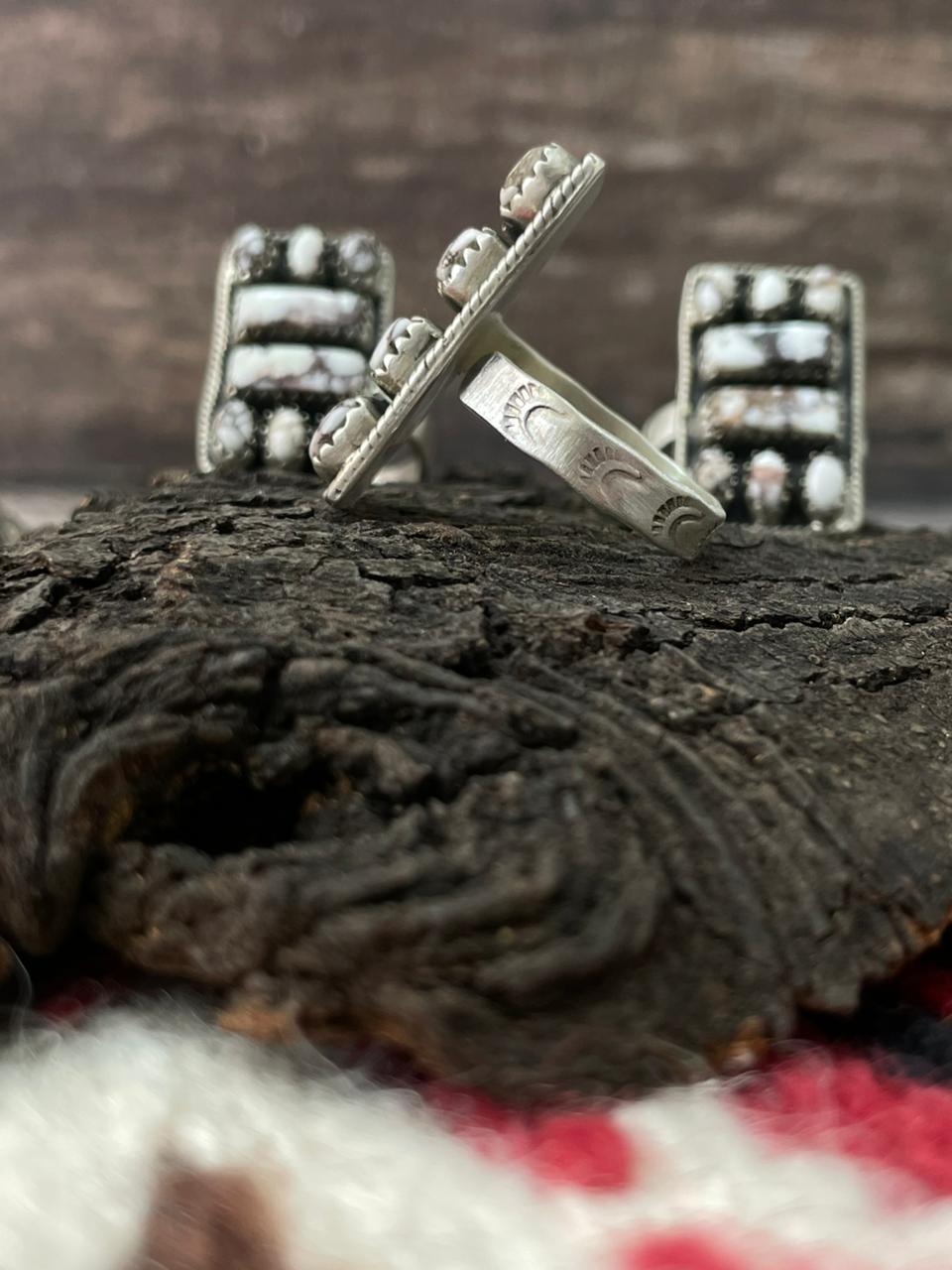 Handmade Sterling Silver Wildhorse Magnesite Adjustable Ring "Signed Nizhoni"