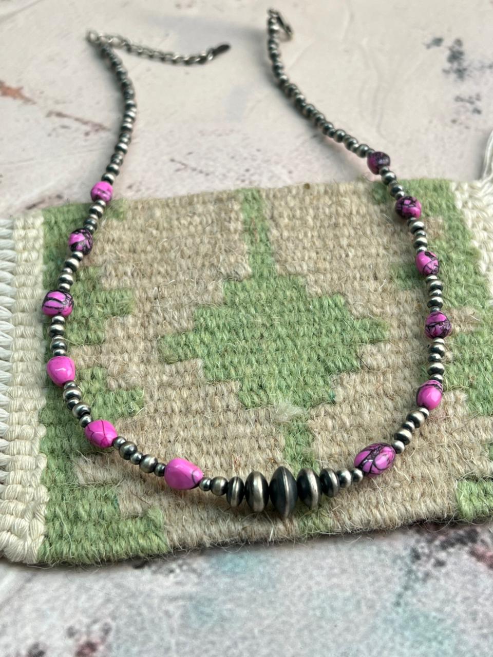 Handmade Sterling Silver Beaded Cherry Blossom Necklace