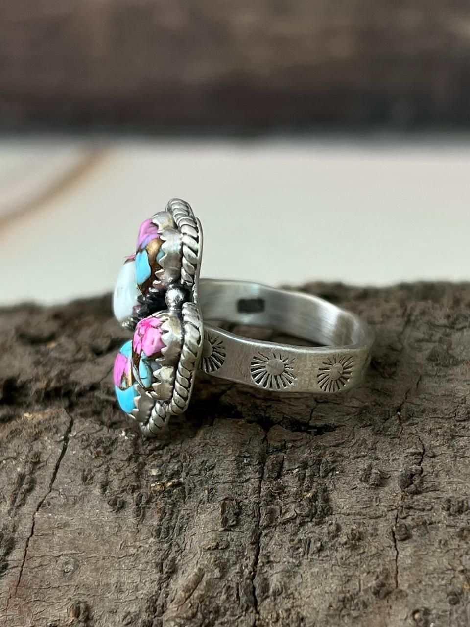 Handmade Sterling Silver Cotton Candy Adjustable Ring "Signed Nizhoni" (8)