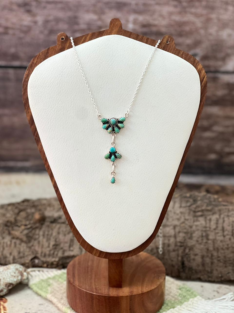 Handmade Sterling Silver Kingman Turquoise Necklace "Signed Nizhoni"