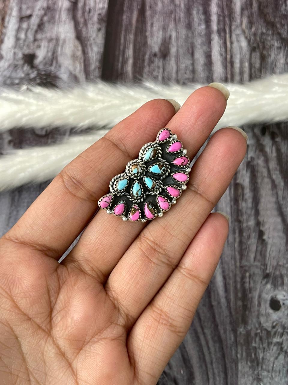 Handmade Sterling Silver Cotton Candy Adjustable Ring "Signed Nizhoni"