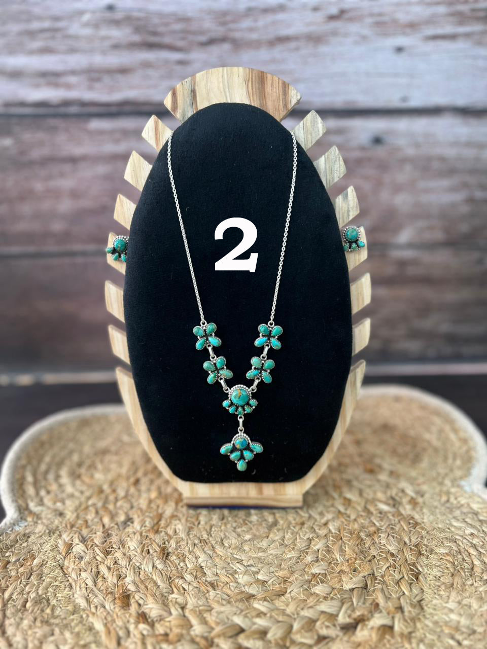 Handmade Sterling Silver Kingman Turquoise Necklace Earrings Set "Signed Nizhoni"