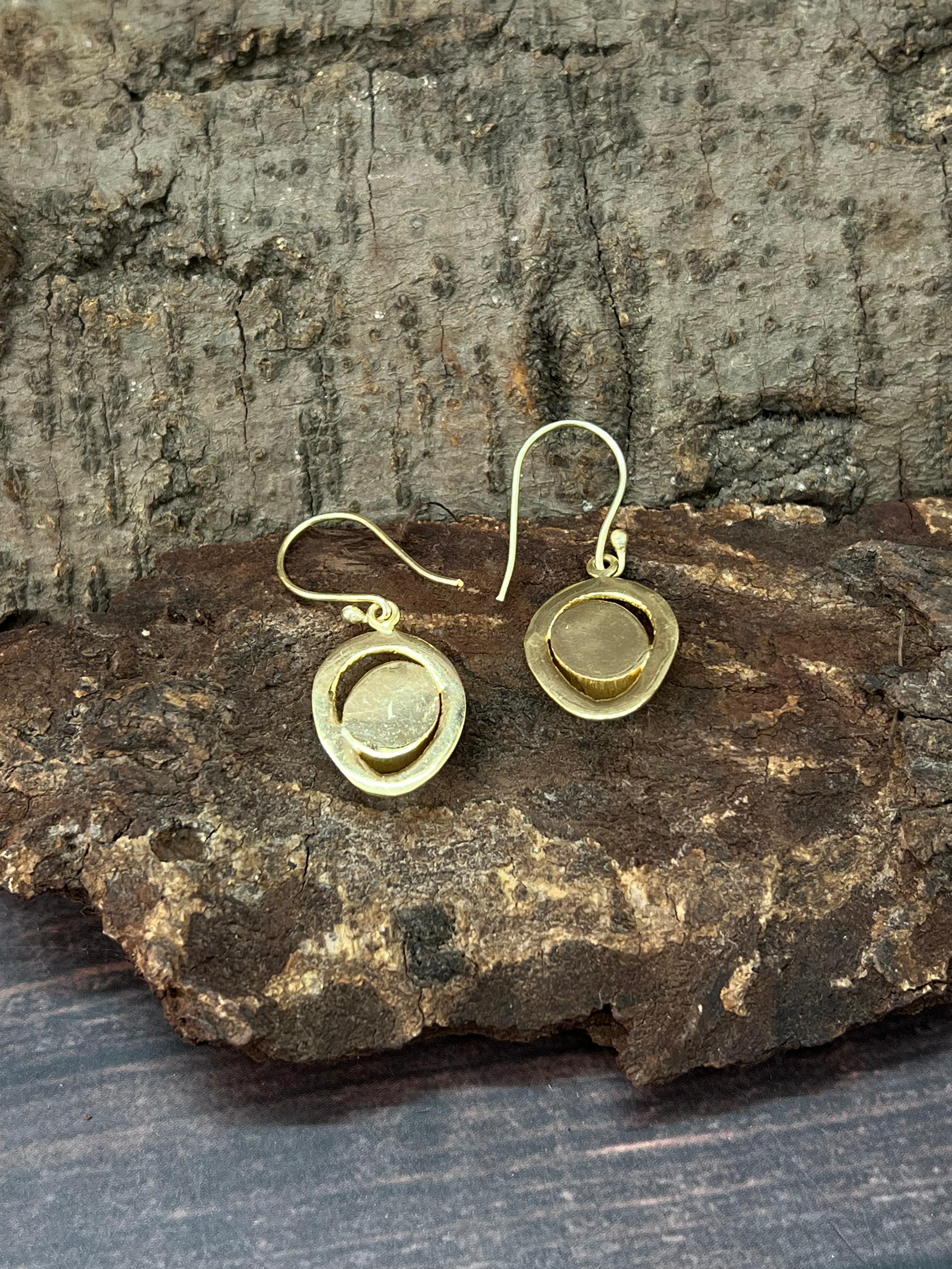 “The Golden Collection” Handmade Natural Blue Ice Dahlia Hook Dangle Earrings