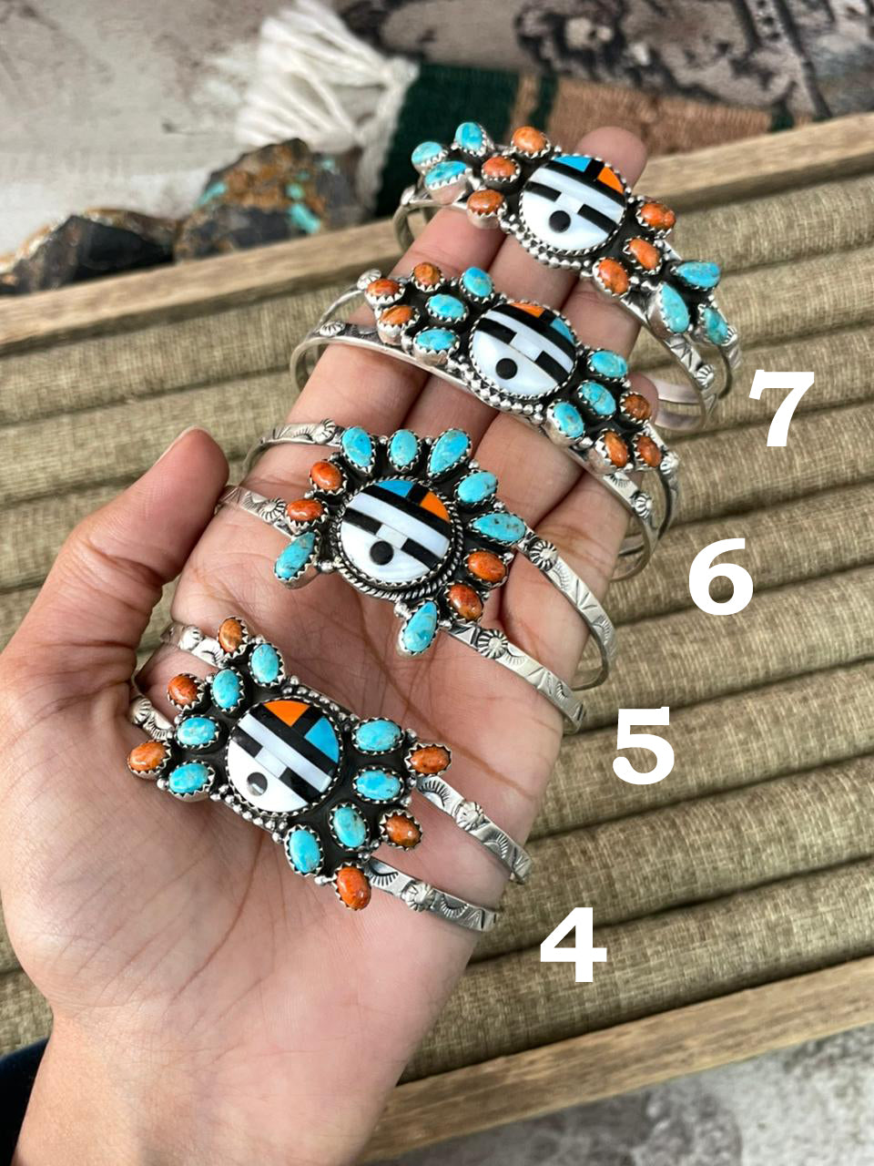 Handmade Sterling Silver Turquoise and MOP Cuff Bracelet "Signed Nizhoni"