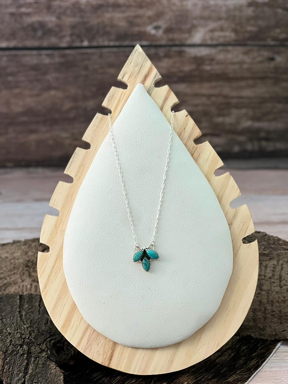 Handmade Sterling Silver Hubai Turquoise Necklace "Signed Nizhoni"