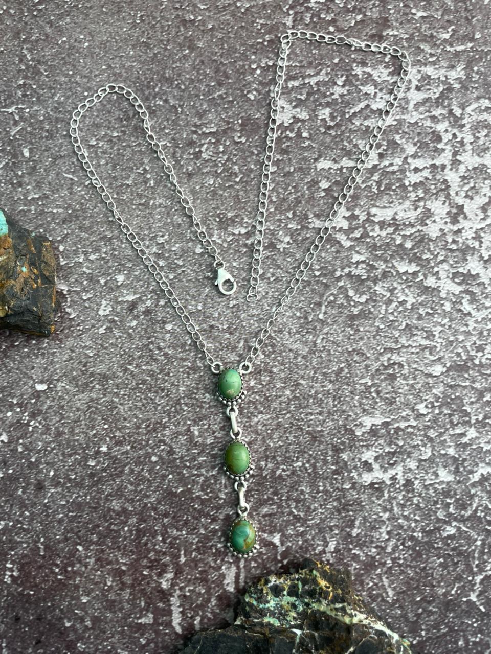 Handmade Sterling Silver Kingman Turquoise Necklace "Signed Nizhoni"