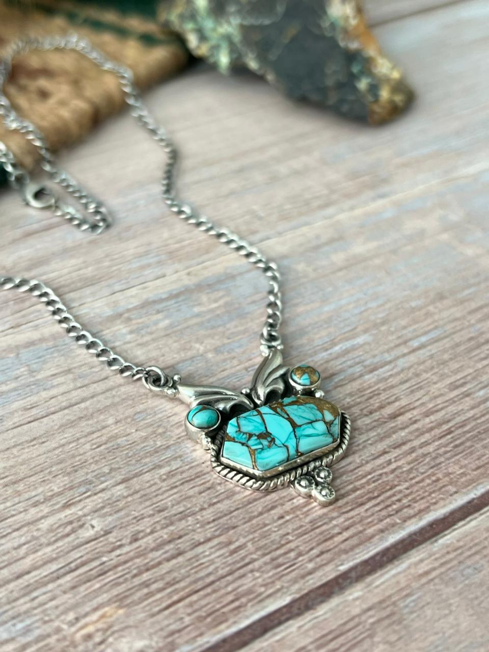 Handmade Sterling Silver Mint Dahlia Collection: Necklace "Signed Nizhoni"