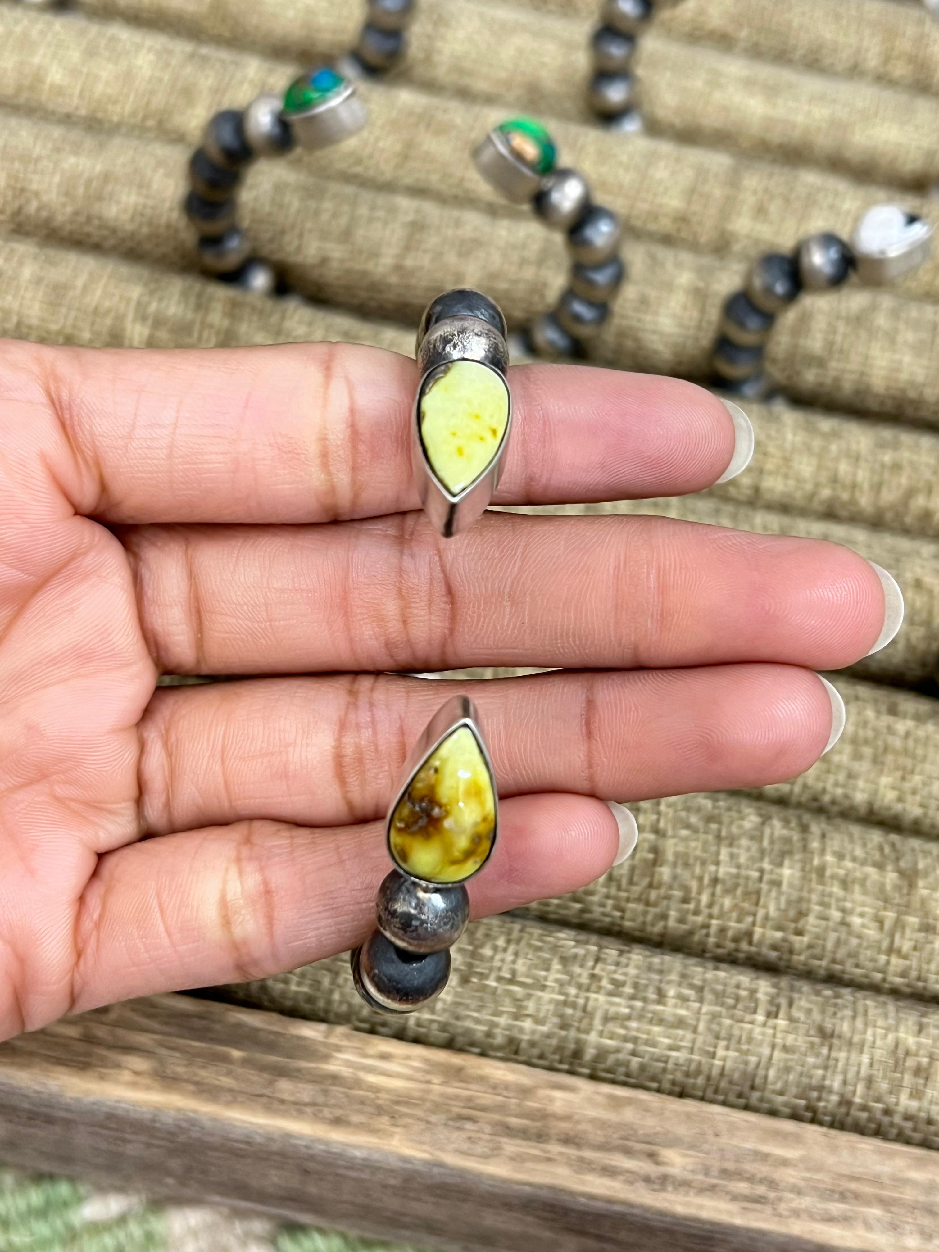 Handmade Sterling Silver Multi Stone Cuff Bracelet, Signed Nizhoni