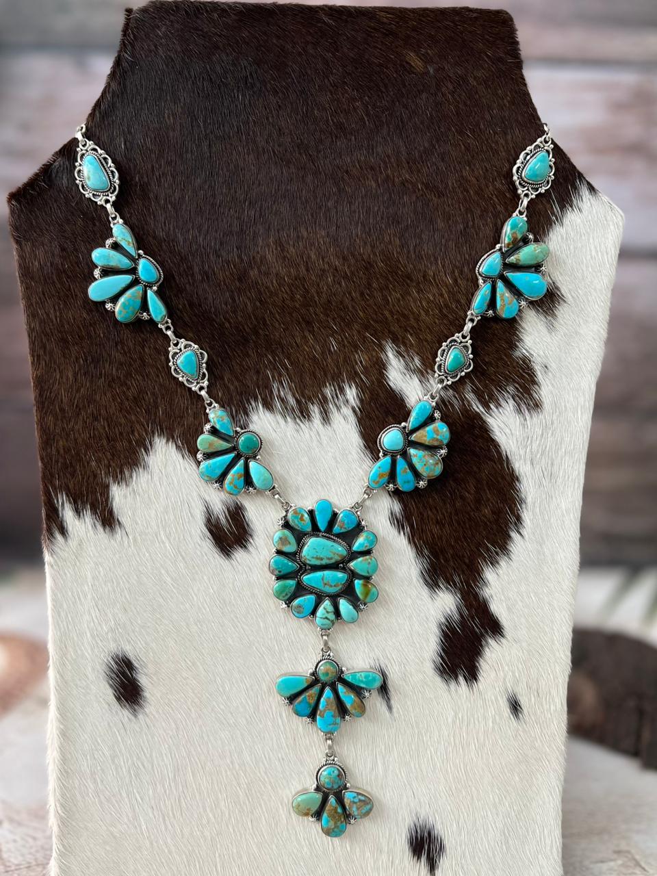Handmade Sterling Silver Santa Maria Turquoise Choker Necklace "Signed Nizhoni"