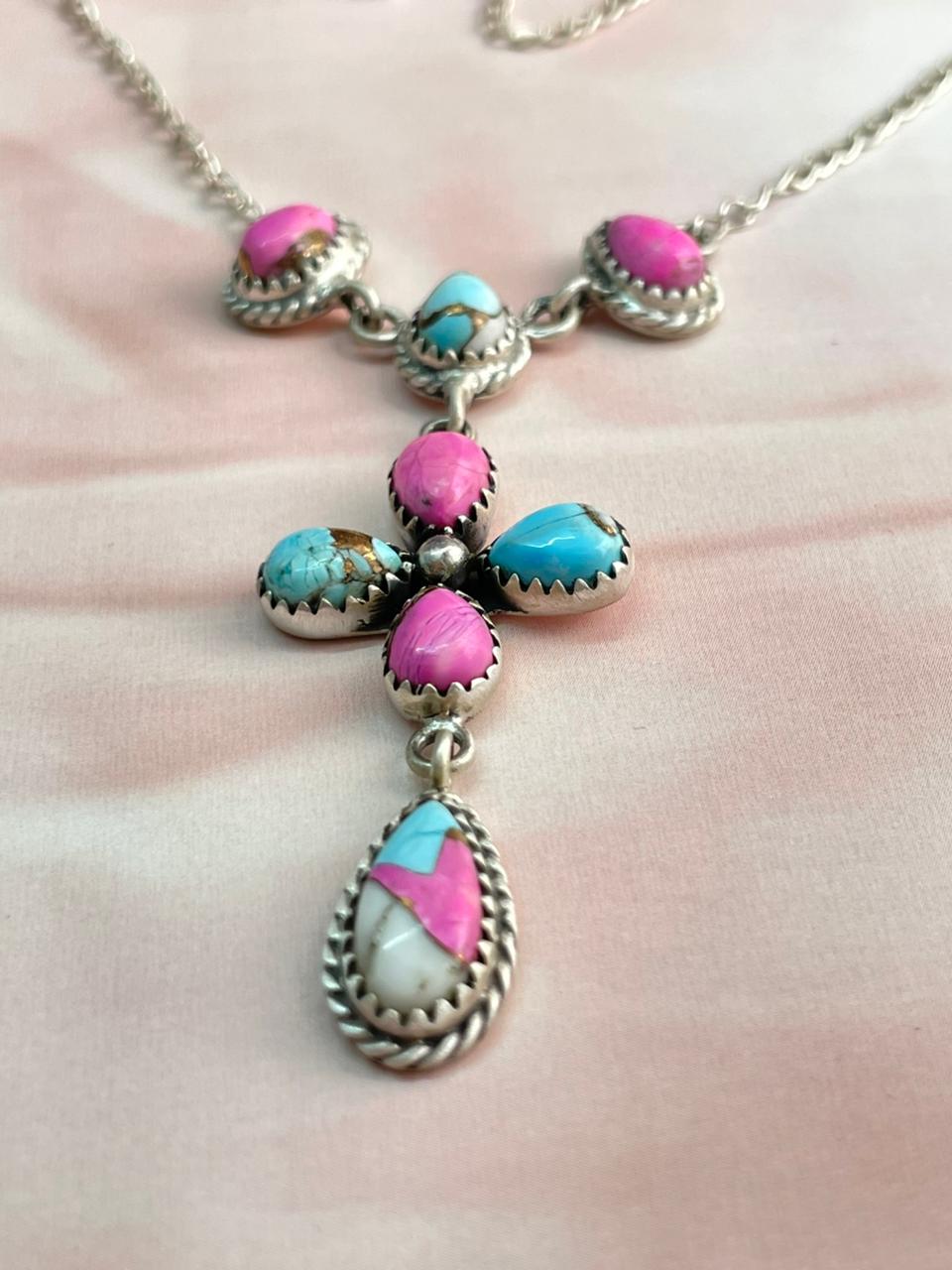 Handmade Sterling Silver Cotton Candy Necklace "Signed Nizhoni"