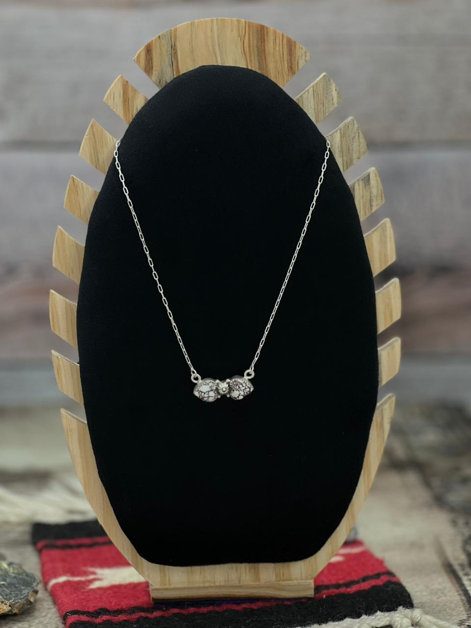 Handmade Sterling Silver Wild Horse Magnesite Necklace "Signed Nizhoni"