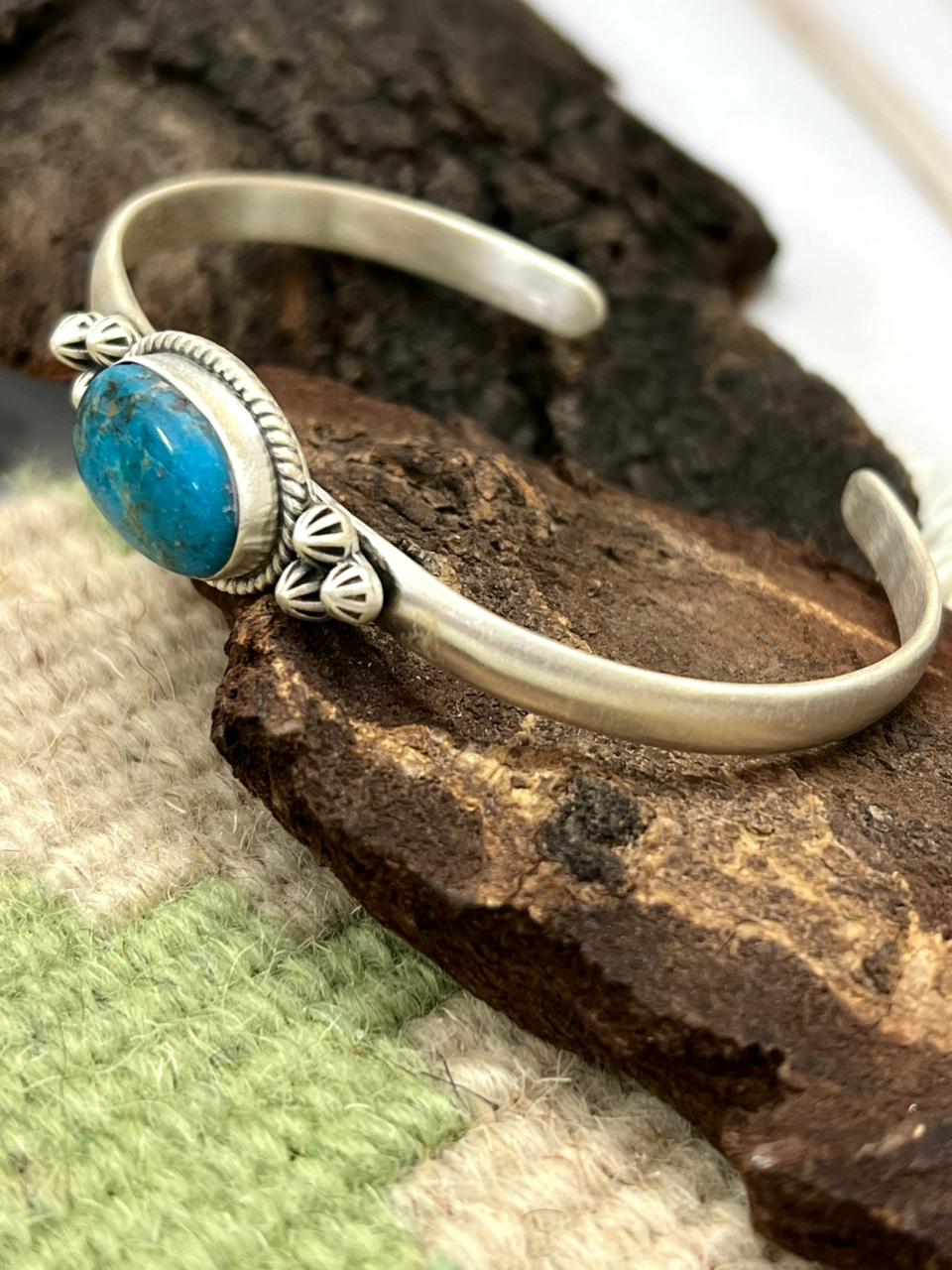 Handmade Sterling Silver Arizona Turquoise Bracelet "Signed Nizhoni"