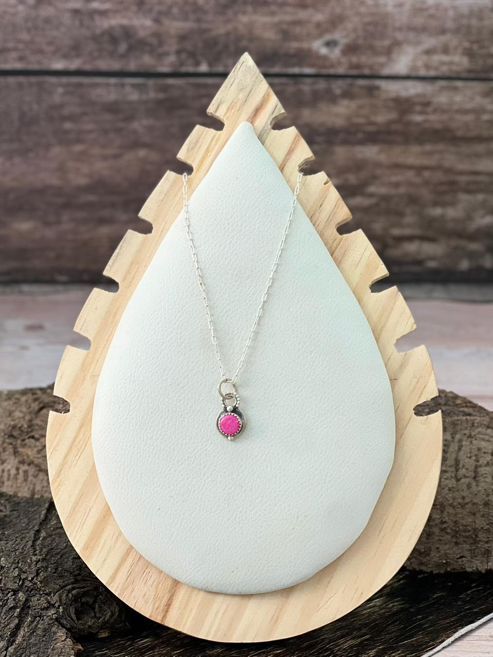 Handmade Sterling Silver Hot Pink Necklace "Signed Nizhoni"