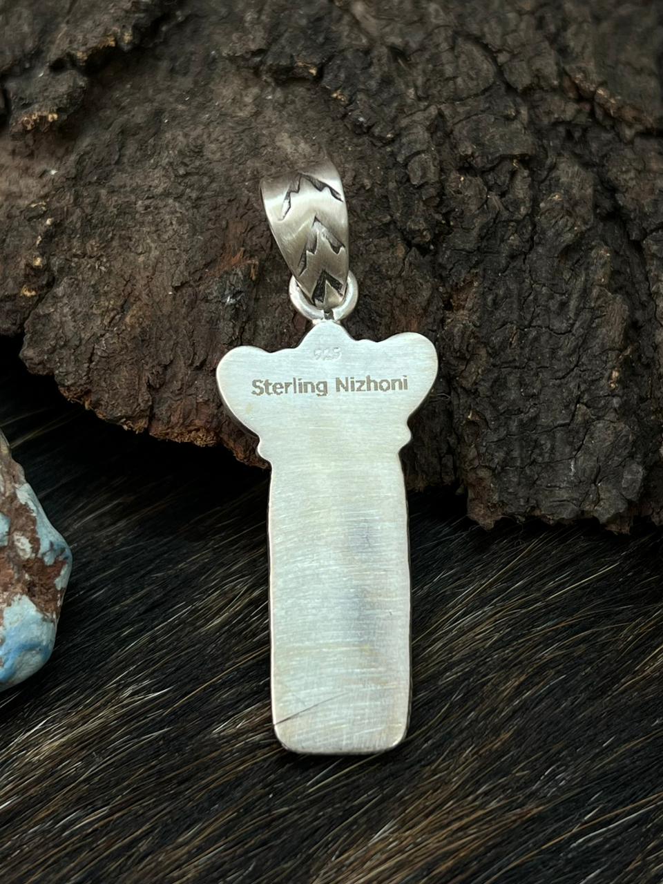 Handmade Sterling Silver Kingman with Hot Pink Pendant "Signed Nizhoni"