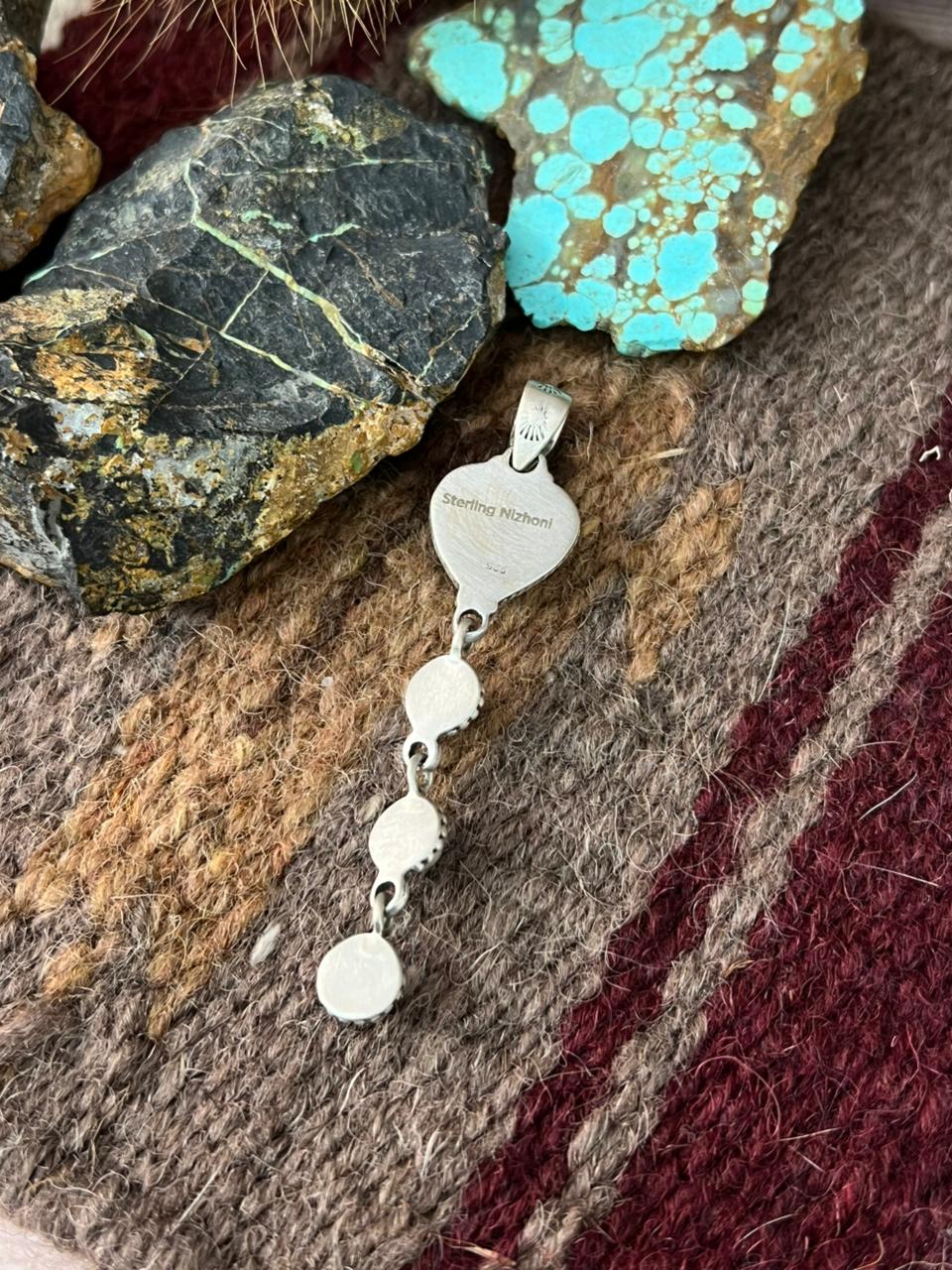 Handmade Sterling Silver Wildhorse Magnesite Pendant "Signed Nizhoni"
