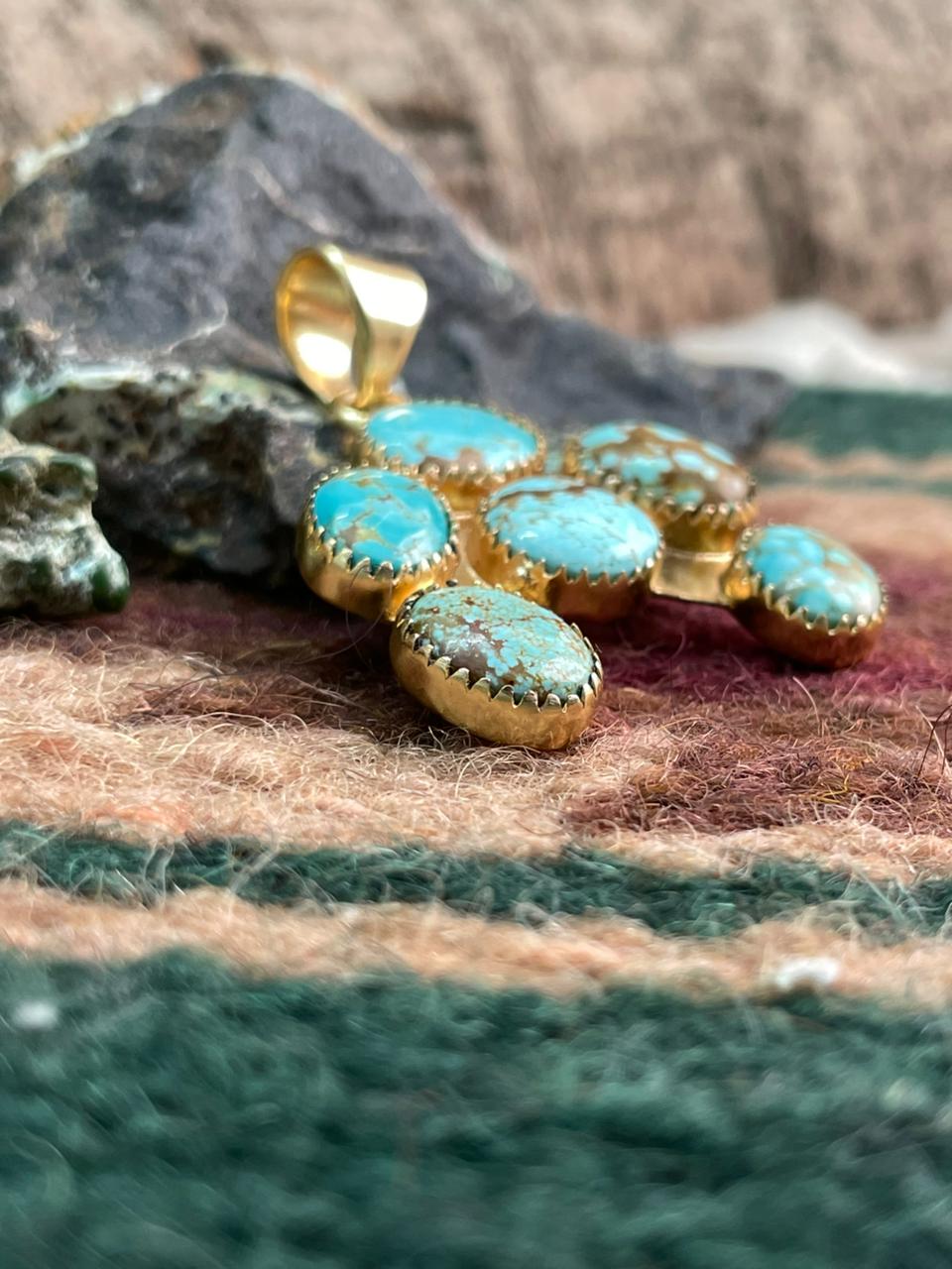 “The Golden Collection” Handmade Number 8 Turquoise with Gold Naja Pendant