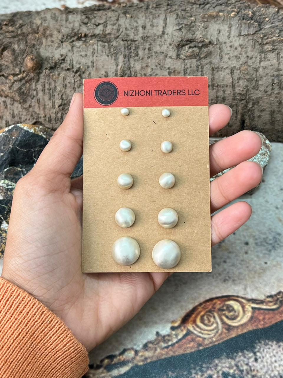 Handmade Sterling Silver Post Studs Earrings Set