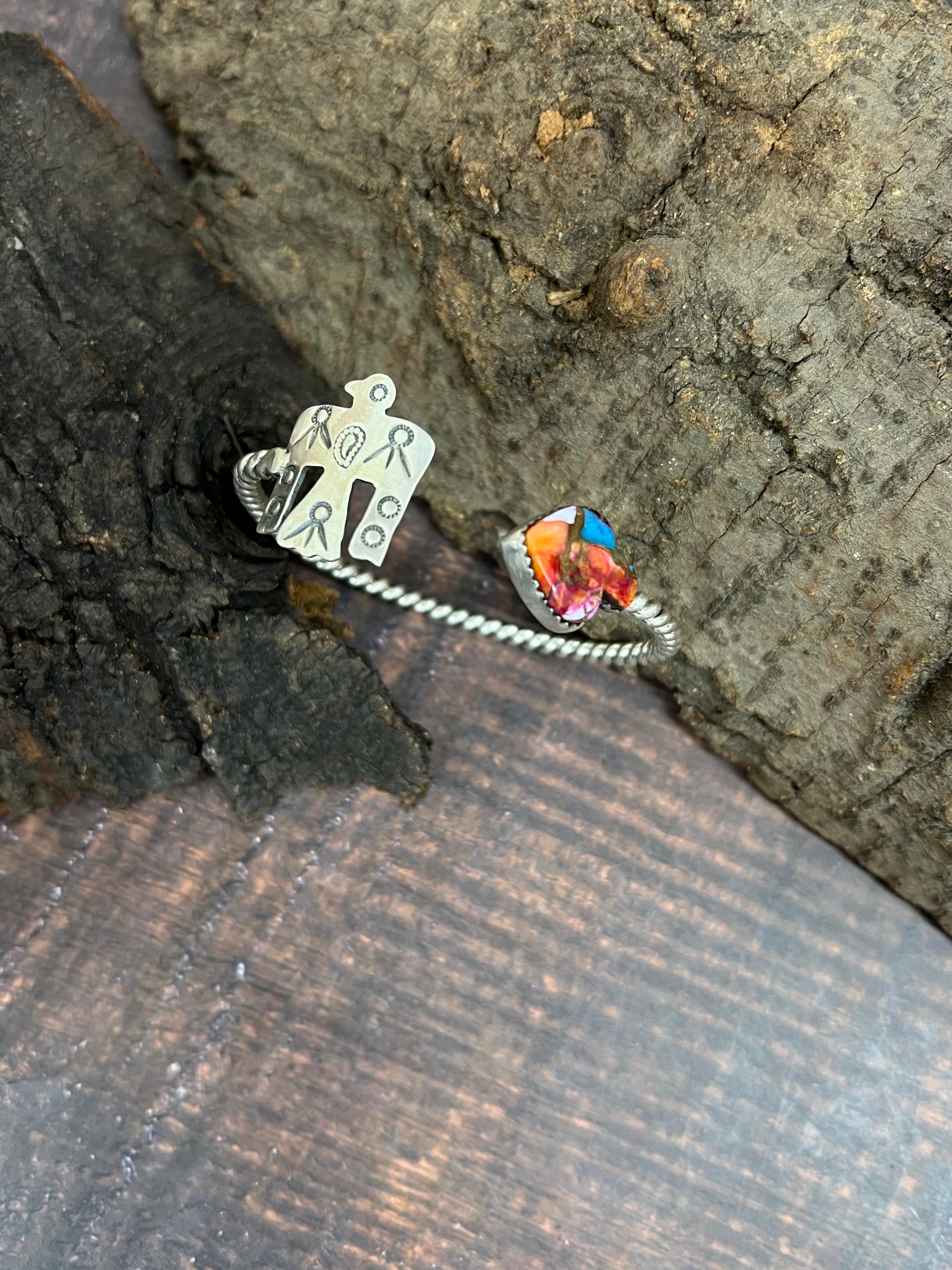 Handmade Sterling Silver Pink Dream Bracelet with Signed Nizhoni (3)