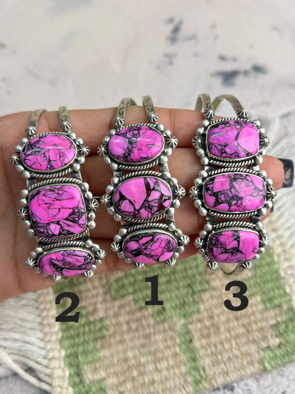 Handmade Sterling Silver Cherry Blossom Cuff Bracelet "Signed Nizhoni"