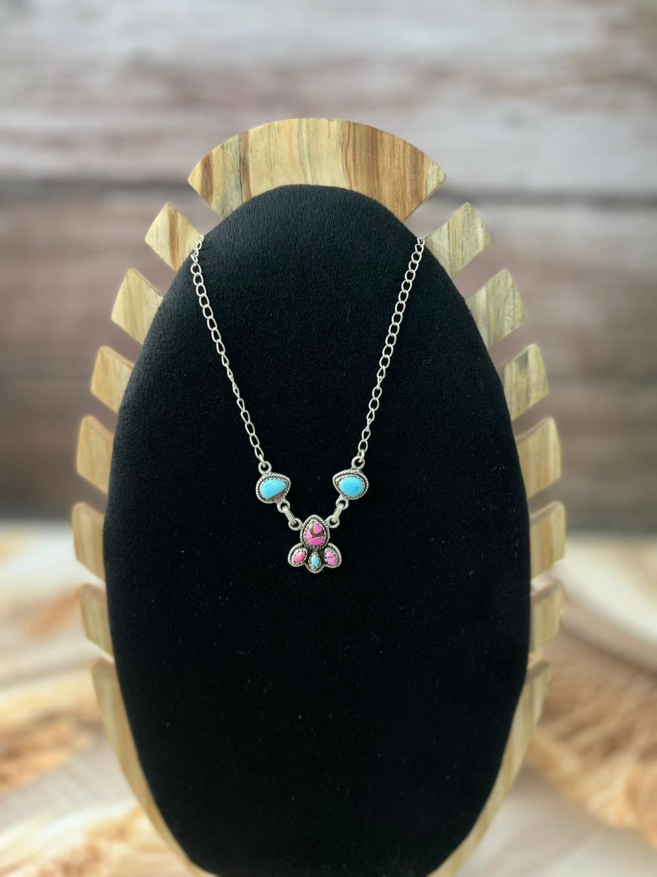 Handmade Sterling Silver Cotton Candy Necklace "Signed Nizhoni"