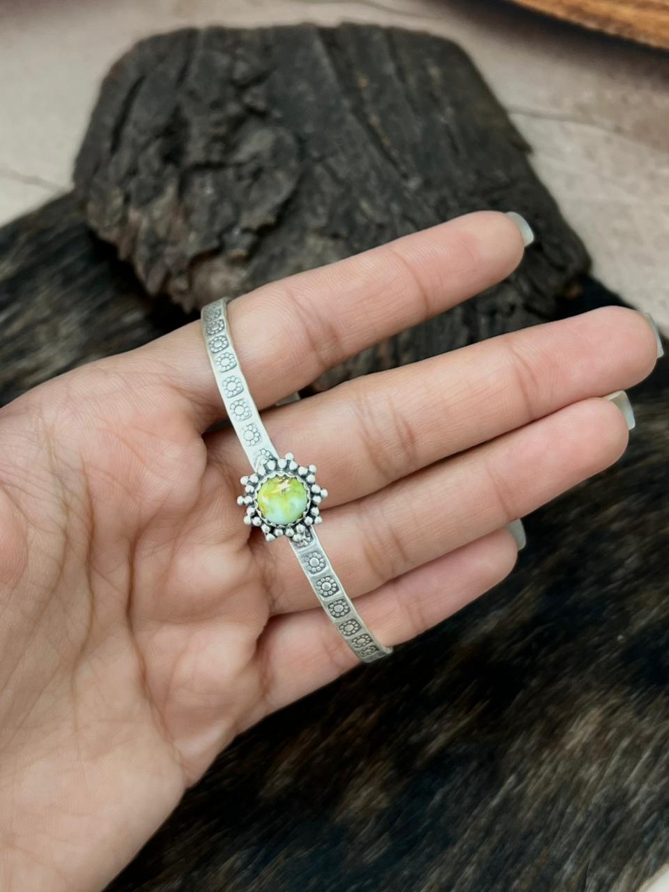 Handmade Sterling Silver Palomino Turquoise Cuff Bracelet "Signed Nizhoni"