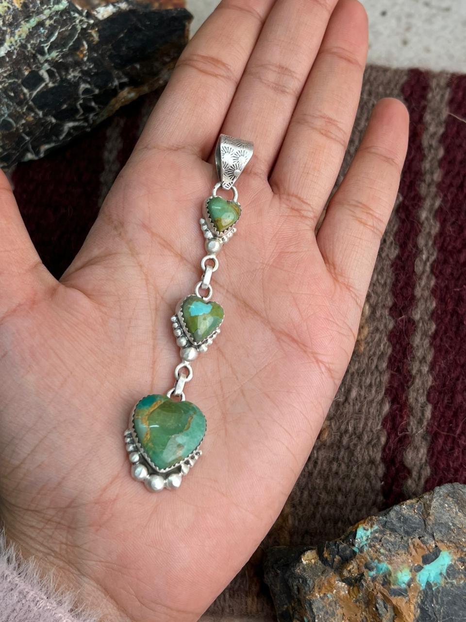 Handmade Sterling Silver Kingman Turquoise Pendant "Signed Nizhoni"