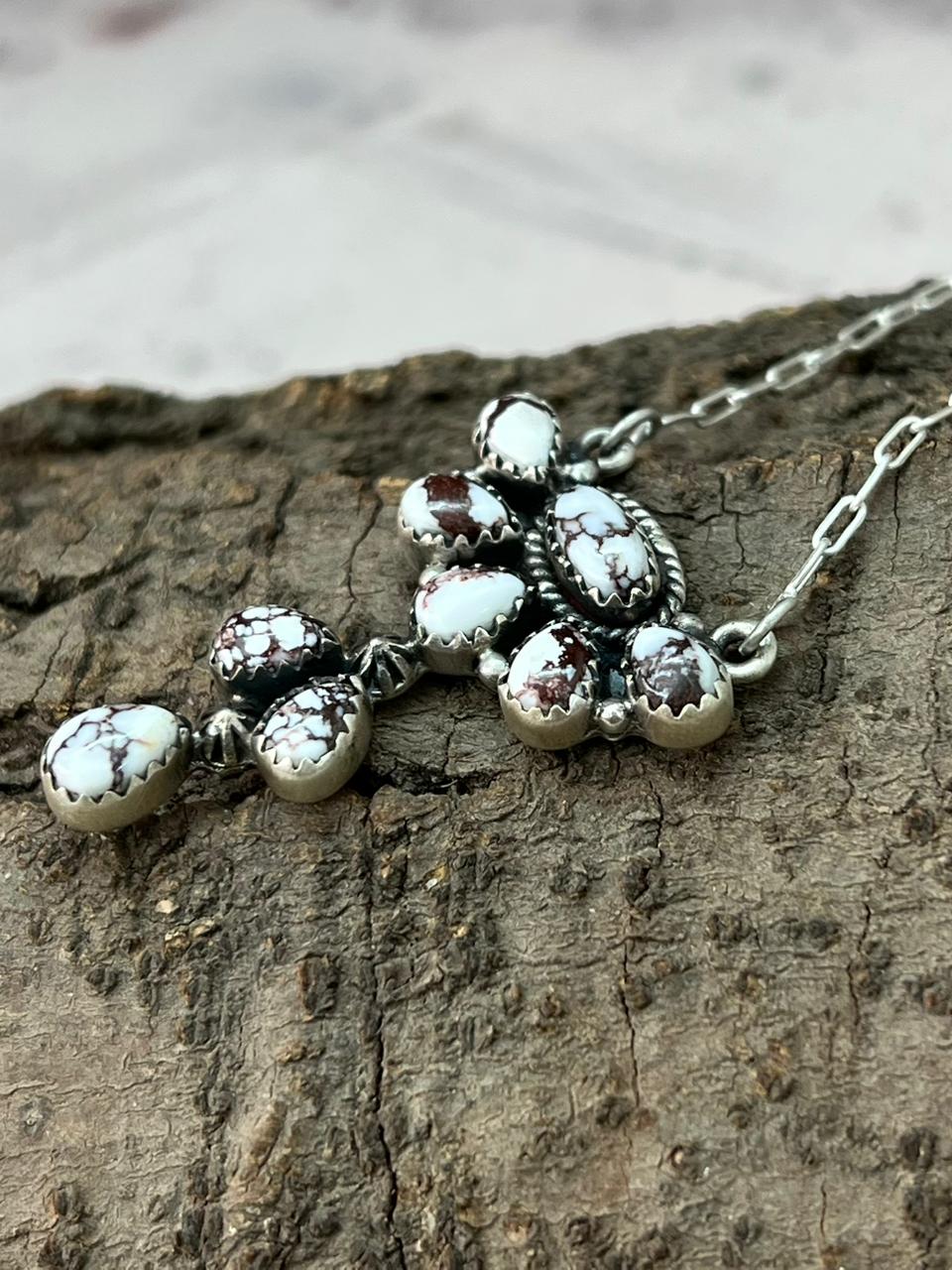 Handmade Sterling Silver Wildhorse Magnesite Necklace "Signed Nizhoni"