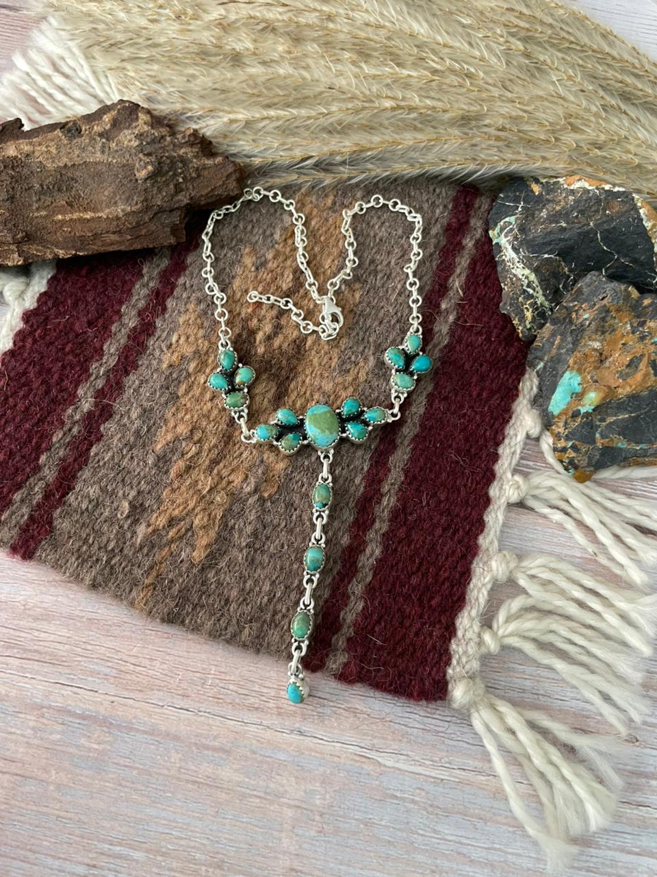 Handmade Sterling Silver Kingman Turquoise Necklace "Signed Nizhoni"