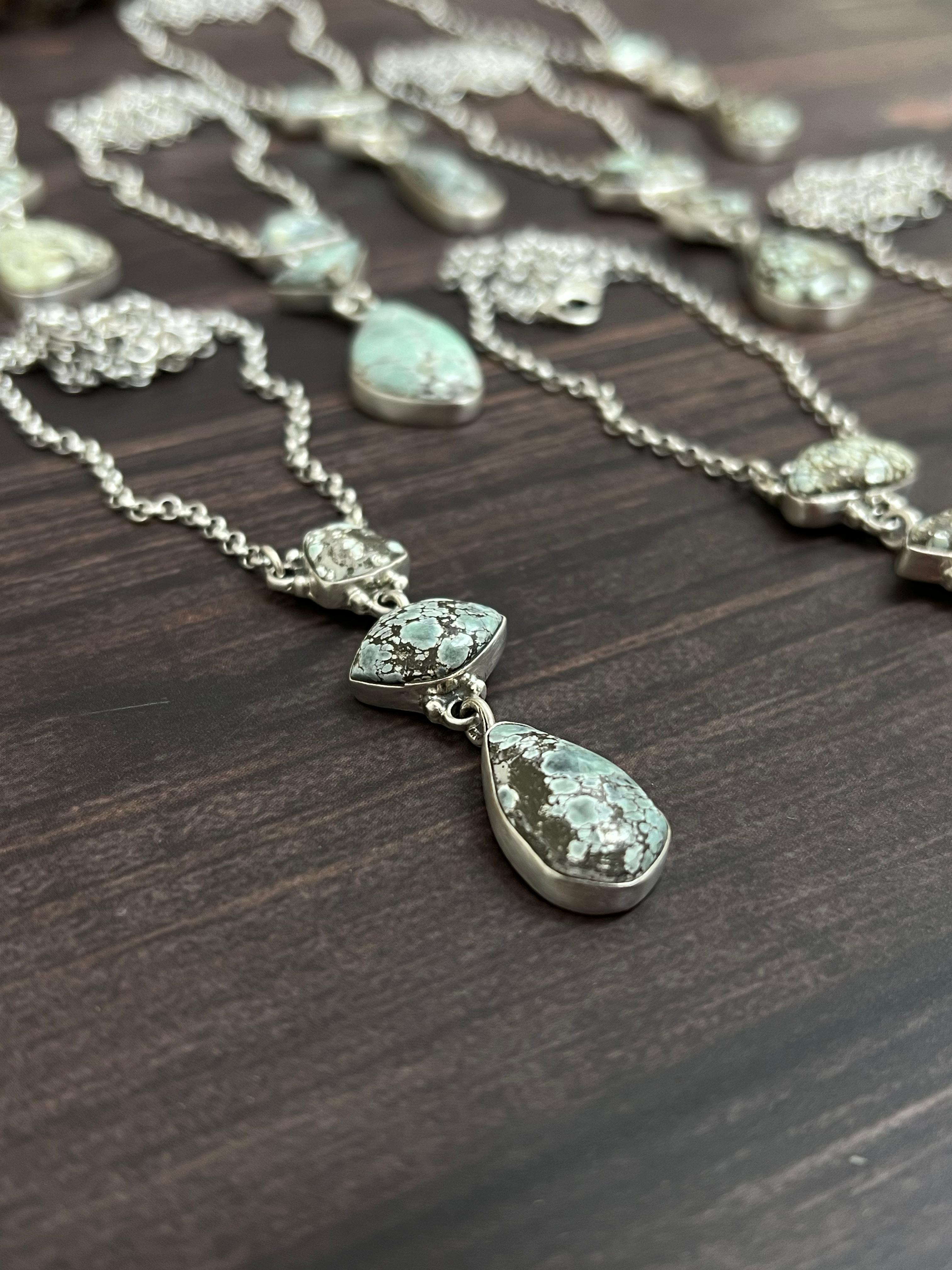 Handmade Sterling Silver Starfox Variscite Necklace Signed Nizhoni