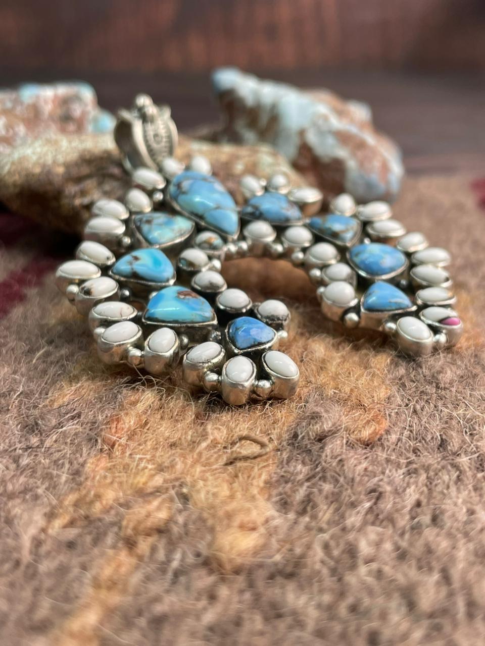 Handmade Sterling Silver Golden Hills with White Collection Pendant "Signed Nizhoni"