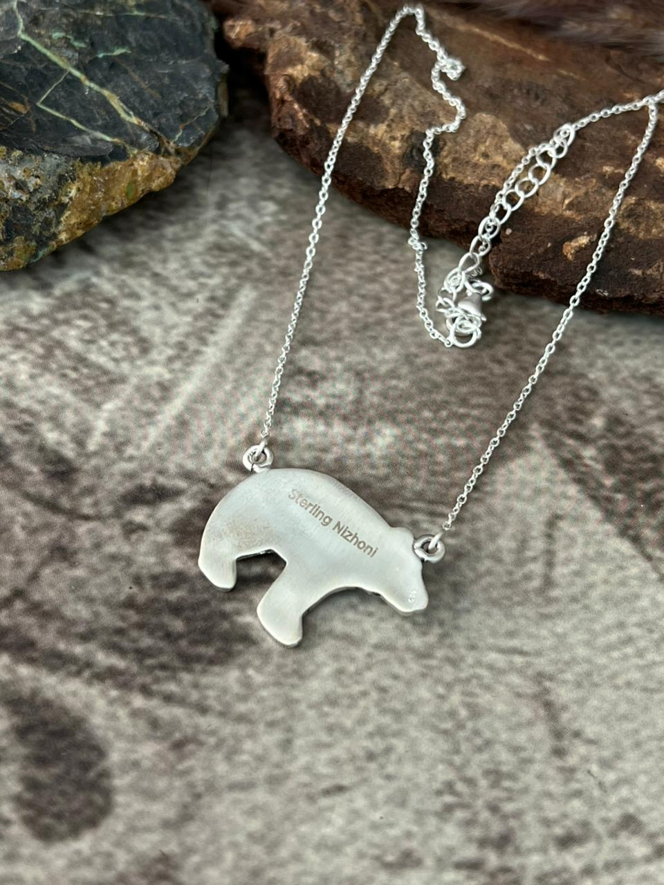 Handmade Sterling Silver Bear Necklace "Signed Nizhoni"