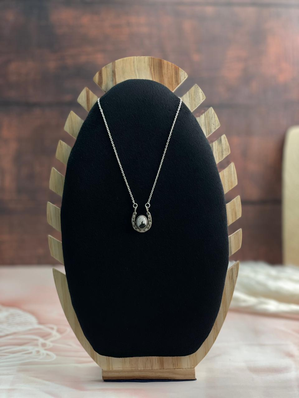 Handmade Sterling Silver White Buffalo Necklace "Signed Nizhoni"