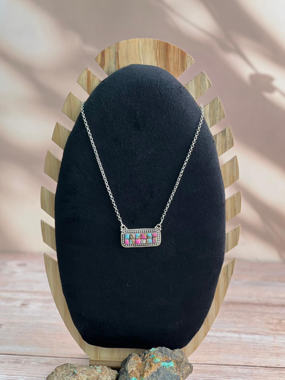 Handmade Sterling Silver Cotton Candy Necklace "Signed Nizhoni"