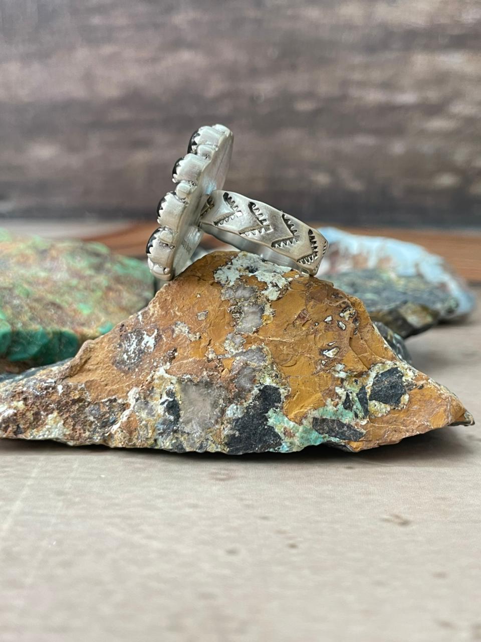 Handmade Sterling Silver White Buffalo Adjustable Ring "Signed Nizhoni"