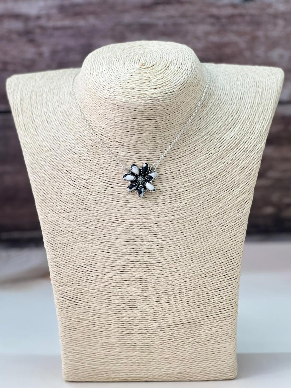 Handmade Sterling Silver White Buffalo Necklace "Signed Nizhoni"