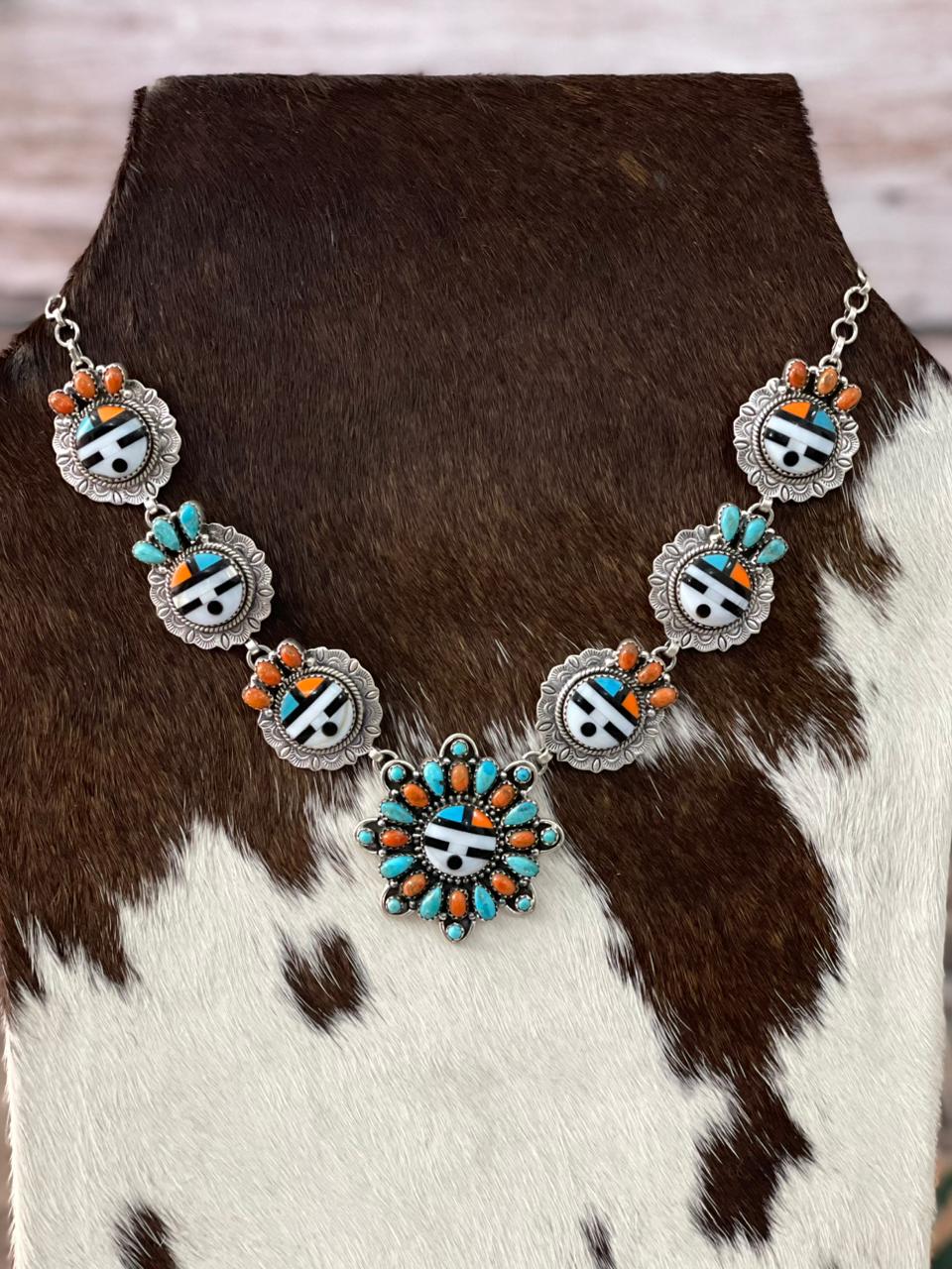 Handmade Sterling Silver Turquoise and MOP Necklace "Signed Nizhoni"