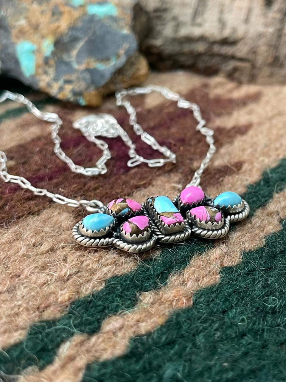 Handmade Sterling Silver Cotton Candy Necklace "Signed Nizhoni"