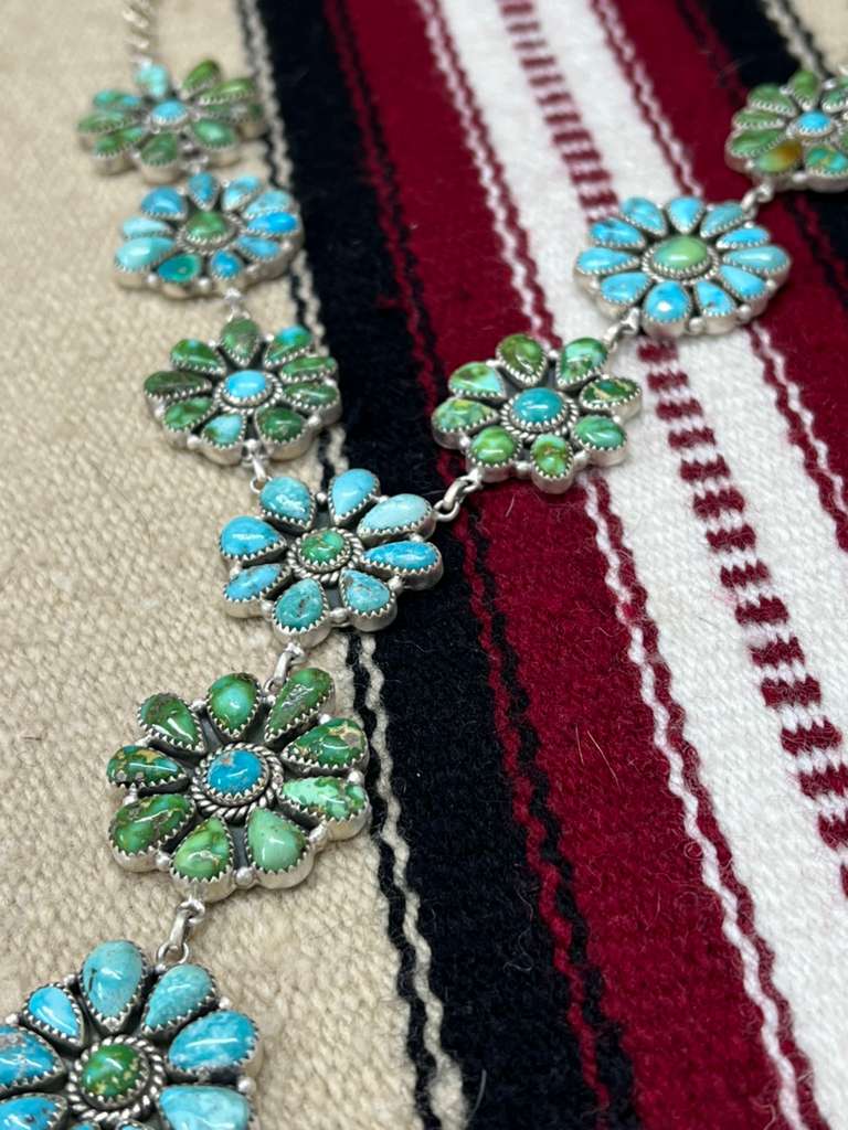 Handmade Sterling Silver Sonoran with White Water Turquoise Necklace with Signed Nizhoni (2)