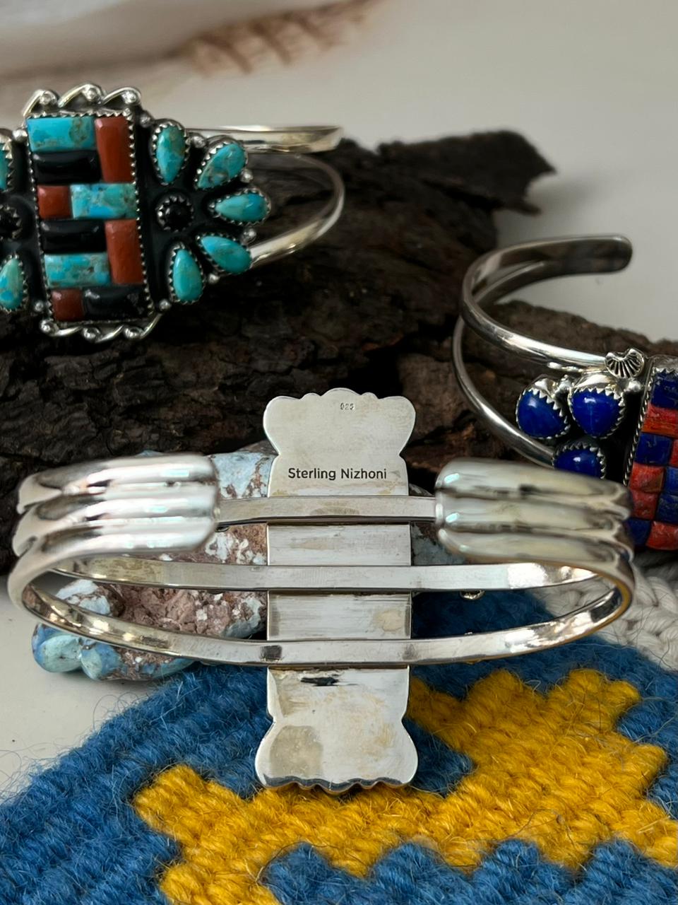 Handmade Sterling Silver Cobblestone Cuff Bracelet "Signed Nizhoni"