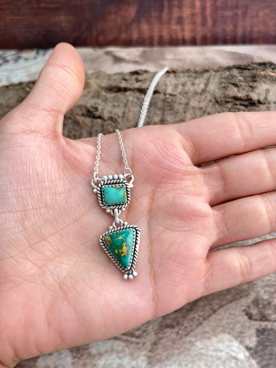 Handmade Sterling Silver Sonoran Mountain Turquoise Necklace "Signed Nizhoni"