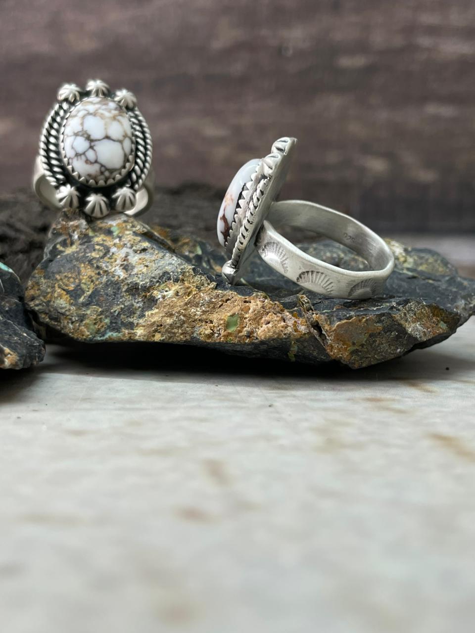 Handmade Sterling Silver Wildhorse Magnesite Adjustable Ring "Signed Nizhoni"