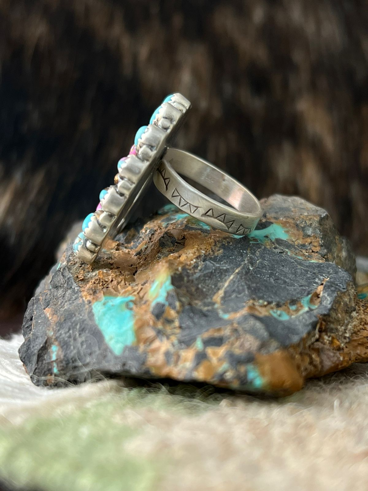 Handmade Sterling Silver Cotton Candy Naja Adjustable Ring "Signed Nizhoni"