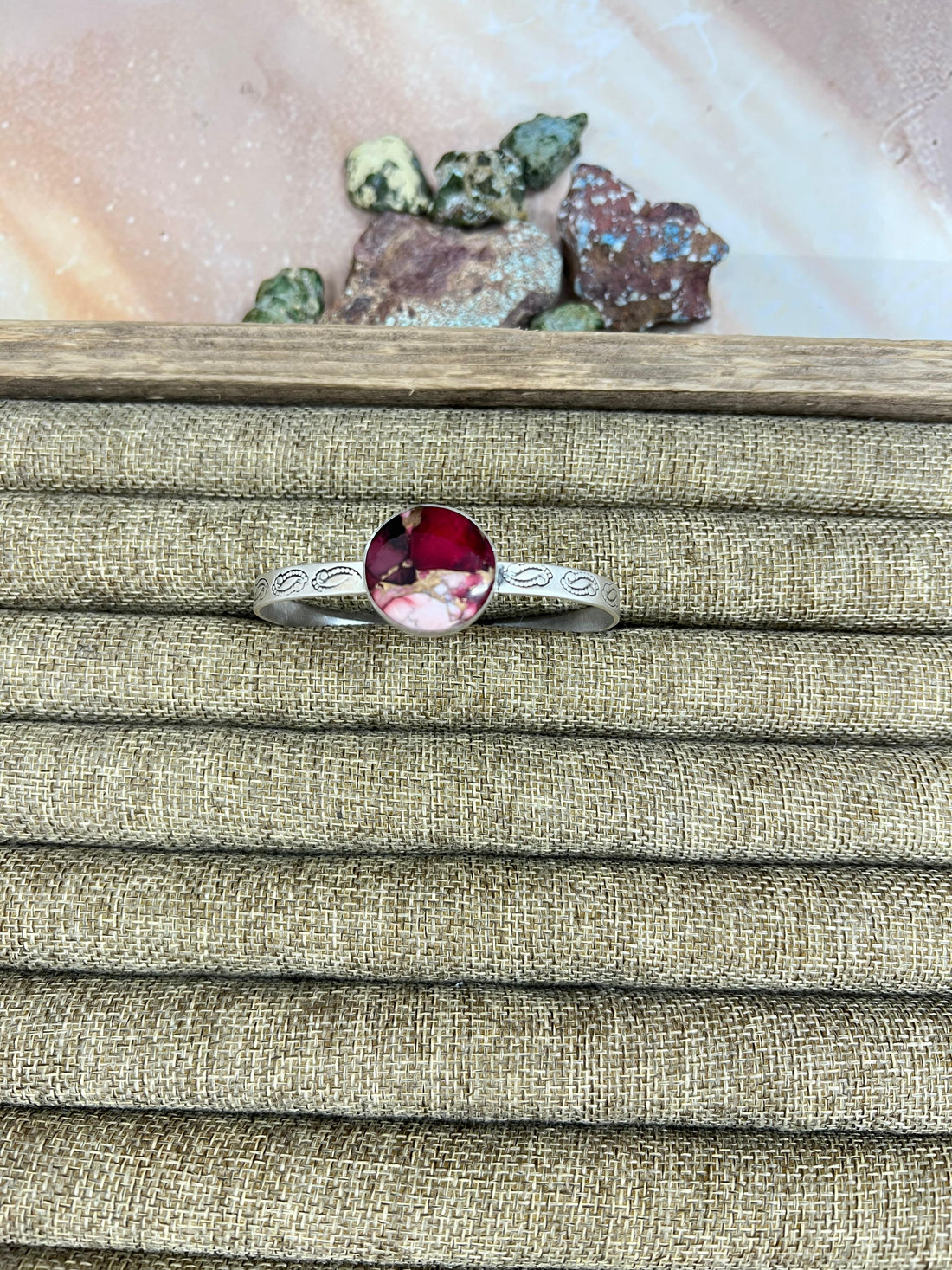 Handmade Sterling Silver Dahlia Rose Cuff Bracelet with Signed Nizhoni