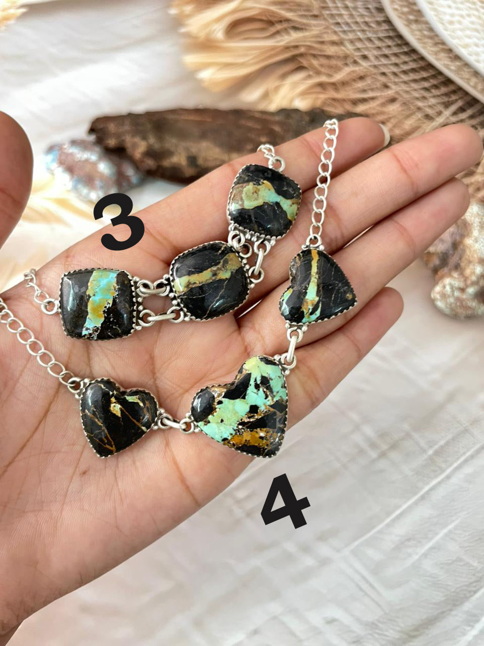 Handmade Sterling Silver Blackjack Turquoise Necklace "Signed Nizhoni"