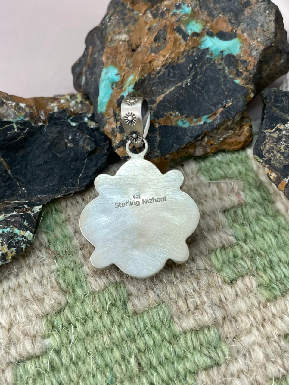 Handmade Sterling Silver Wildhorse Magnesite Pendant "Signed Nizhoni"