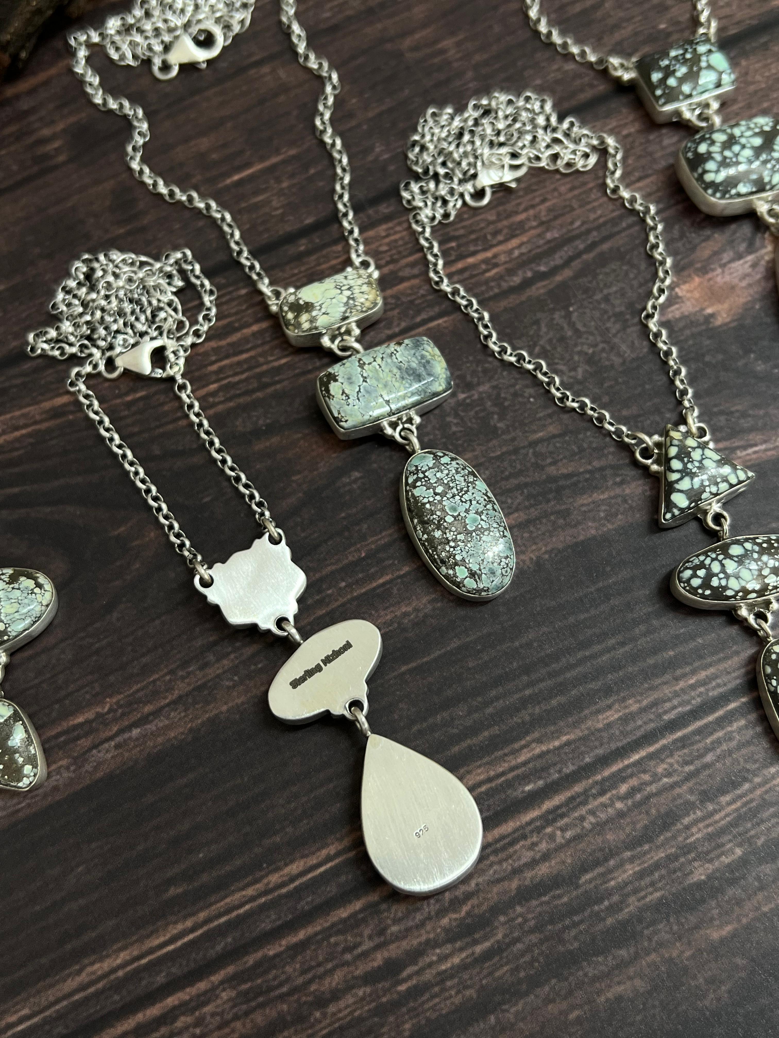 Handmade Sterling Silver Starfox Variscite Necklace Signed Nizhoni