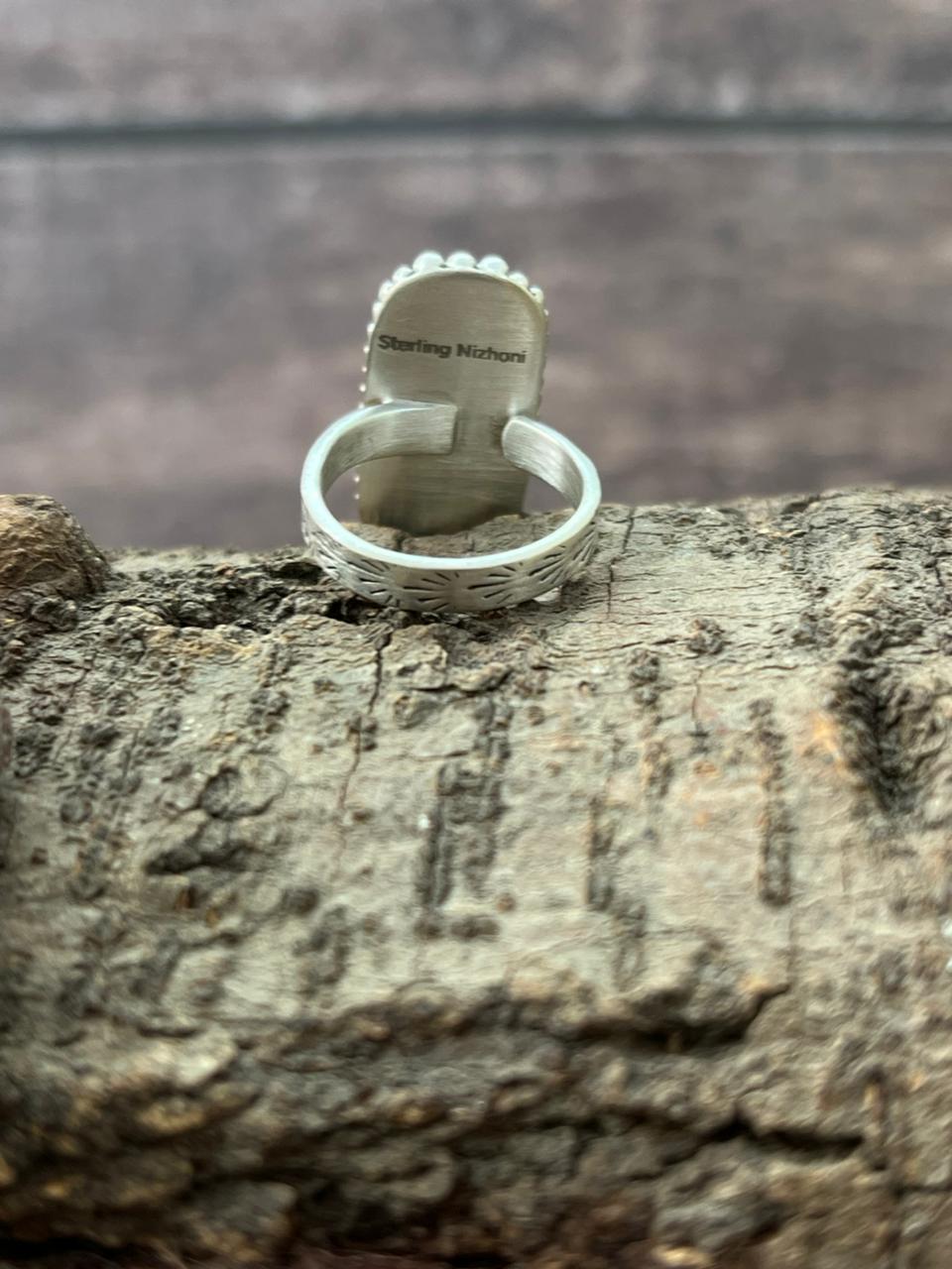 Handmade Sterling Silver Arizona Blue Turquoise Adjustable Ring "Signed Nizhoni"